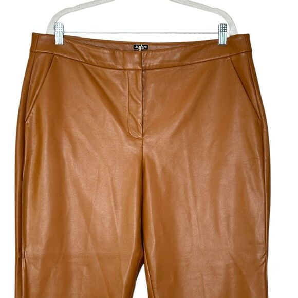 J Crew Kate Brown Straight Leg Faux Leather Pants | Size 16 - Picture 7 of 8